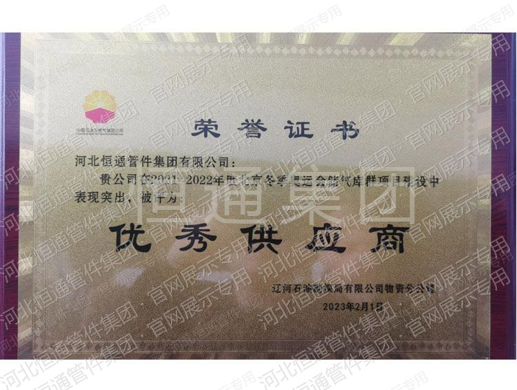 Outstanding Supplier — Beijing 2022 Winter Olympics Gas Storage Project (2021–2022)