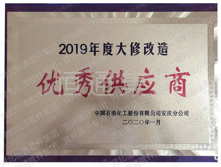Outstanding Supplier — Sinopec (2019)