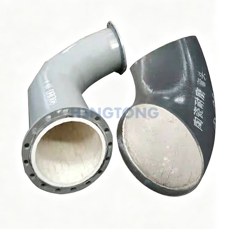 Ceramic-adhered elbow pipe